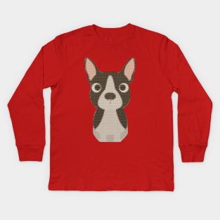 Boston Terrier Ugly Christmas Sweater Kids Long Sleeve T-Shirt